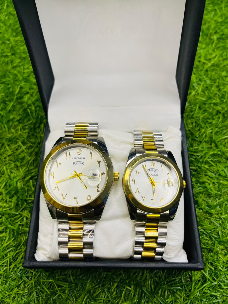 Premium Couple Watch Set – Silver & Gold