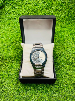Premium Selver Arabic  Watch