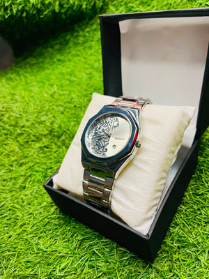 Premium Selver Arabic  Watch